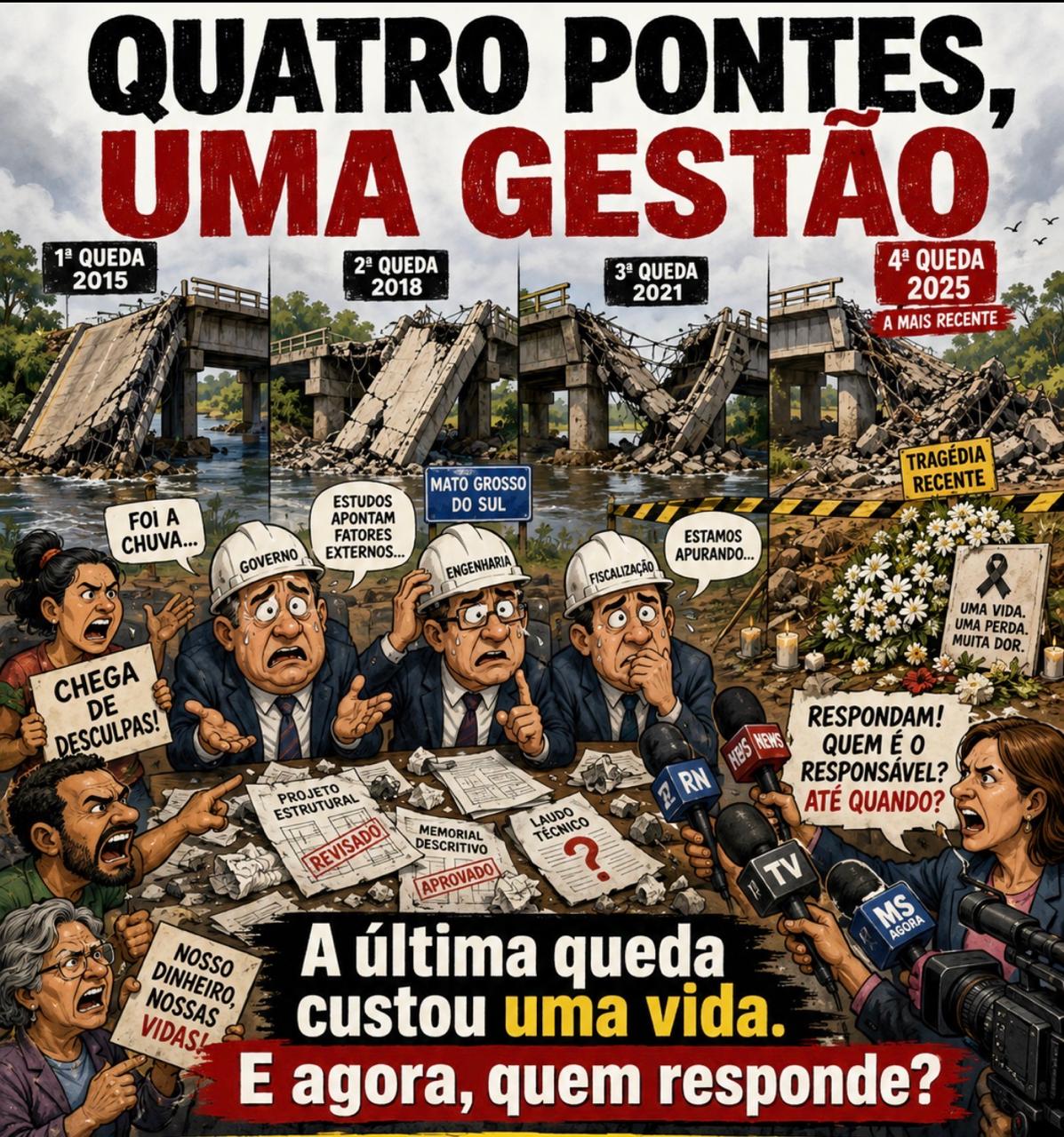 Pontes que caem, responsabilidade que não aparece