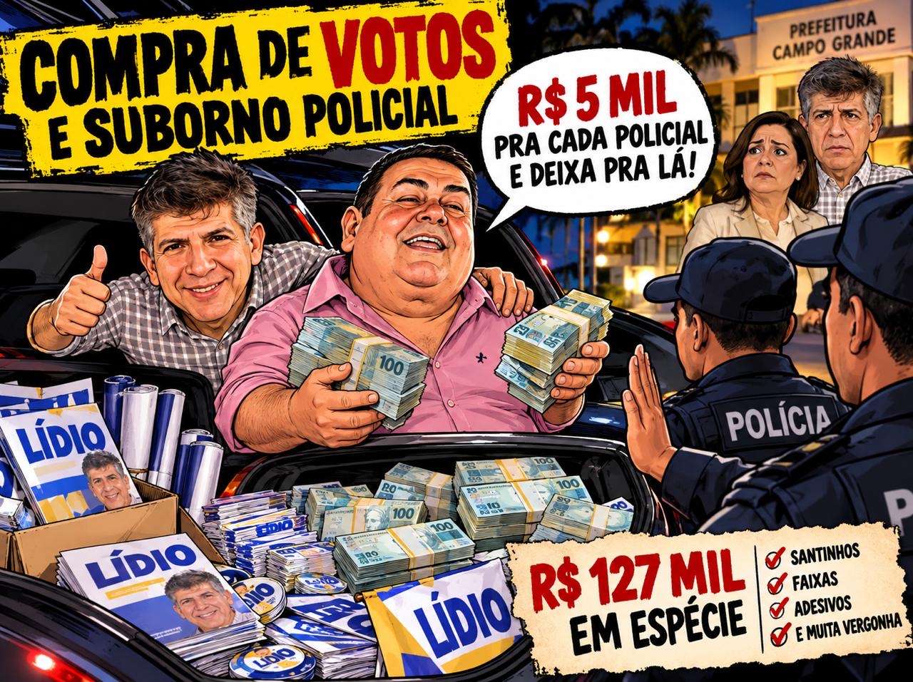 Assessor de Lídio preso com R$ 127 mil sob suspeita de compra de votos e suborno policial
